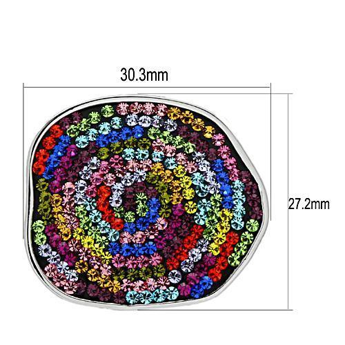 3W071 - Rhodium Brass Pendant with Top Grade Crystal in Multi Color
