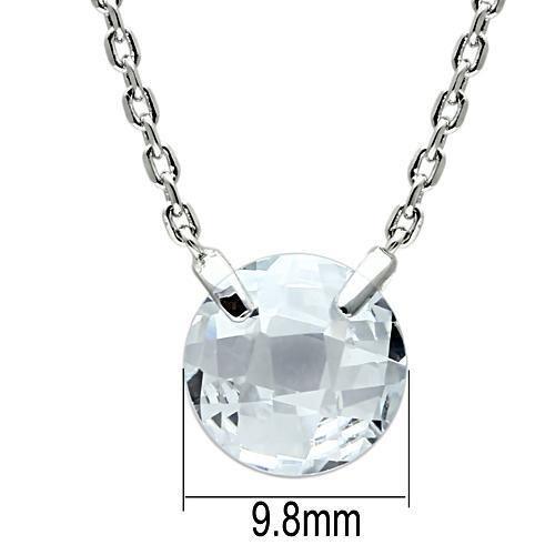 3W074 - Rhodium Brass Necklace with AAA Grade CZ in Clear