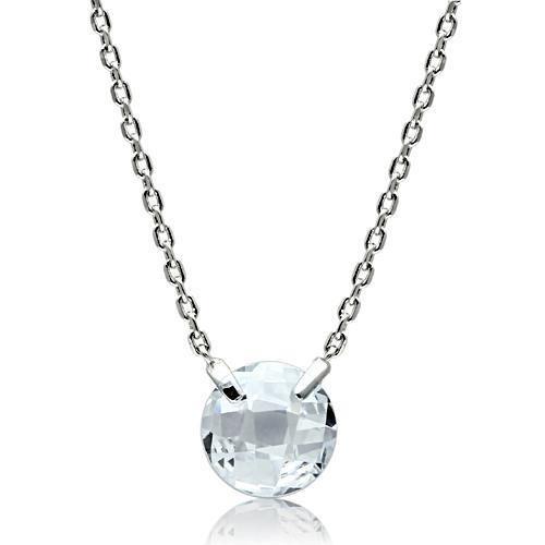 3W074 - Rhodium Brass Necklace with AAA Grade CZ in Clear