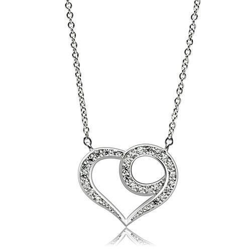3W075 - Rhodium Brass Necklace with AAA Grade CZ in Clear
