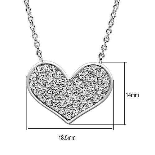 3W076 - Rhodium Brass Necklace with AAA Grade CZ in Clear