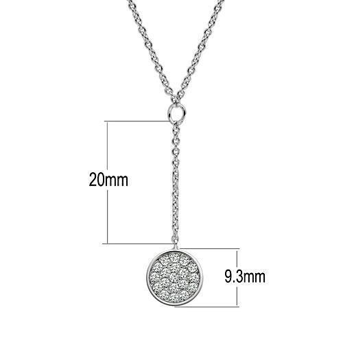 3W077 - Rhodium Brass Necklace with AAA Grade CZ in Clear
