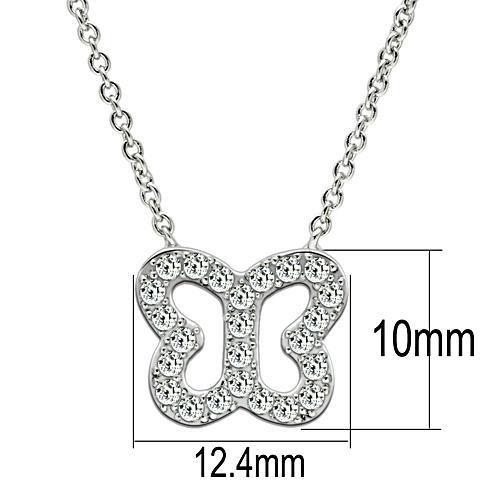 3W078 - Rhodium Brass Necklace with AAA Grade CZ in Clear