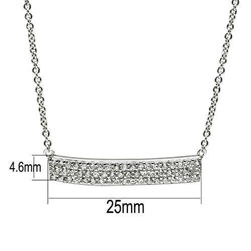 3W079 - Rhodium Brass Necklace with AAA Grade CZ in Clear