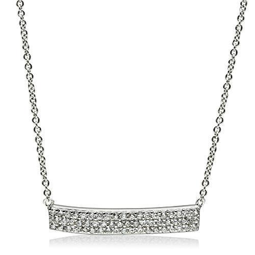3W079 - Rhodium Brass Necklace with AAA Grade CZ in Clear