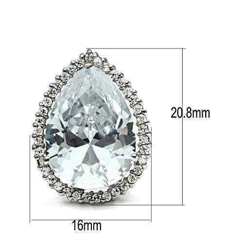 3W080 - Rhodium Brass Earrings with AAA Grade CZ in Clear