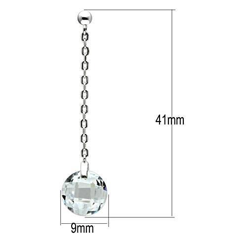 3W082 - Rhodium Brass Earrings with AAA Grade CZ in Clear