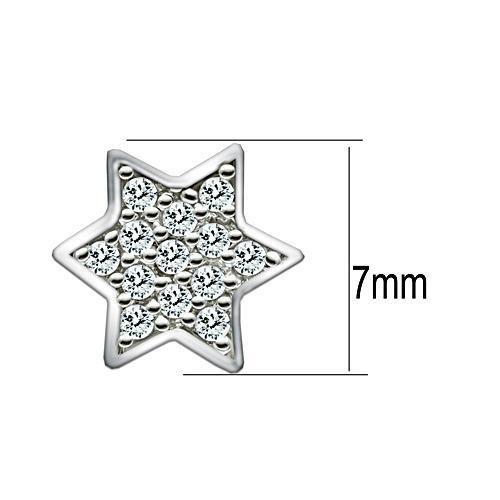 3W092 - Rhodium Brass Earrings with AAA Grade CZ in Clear