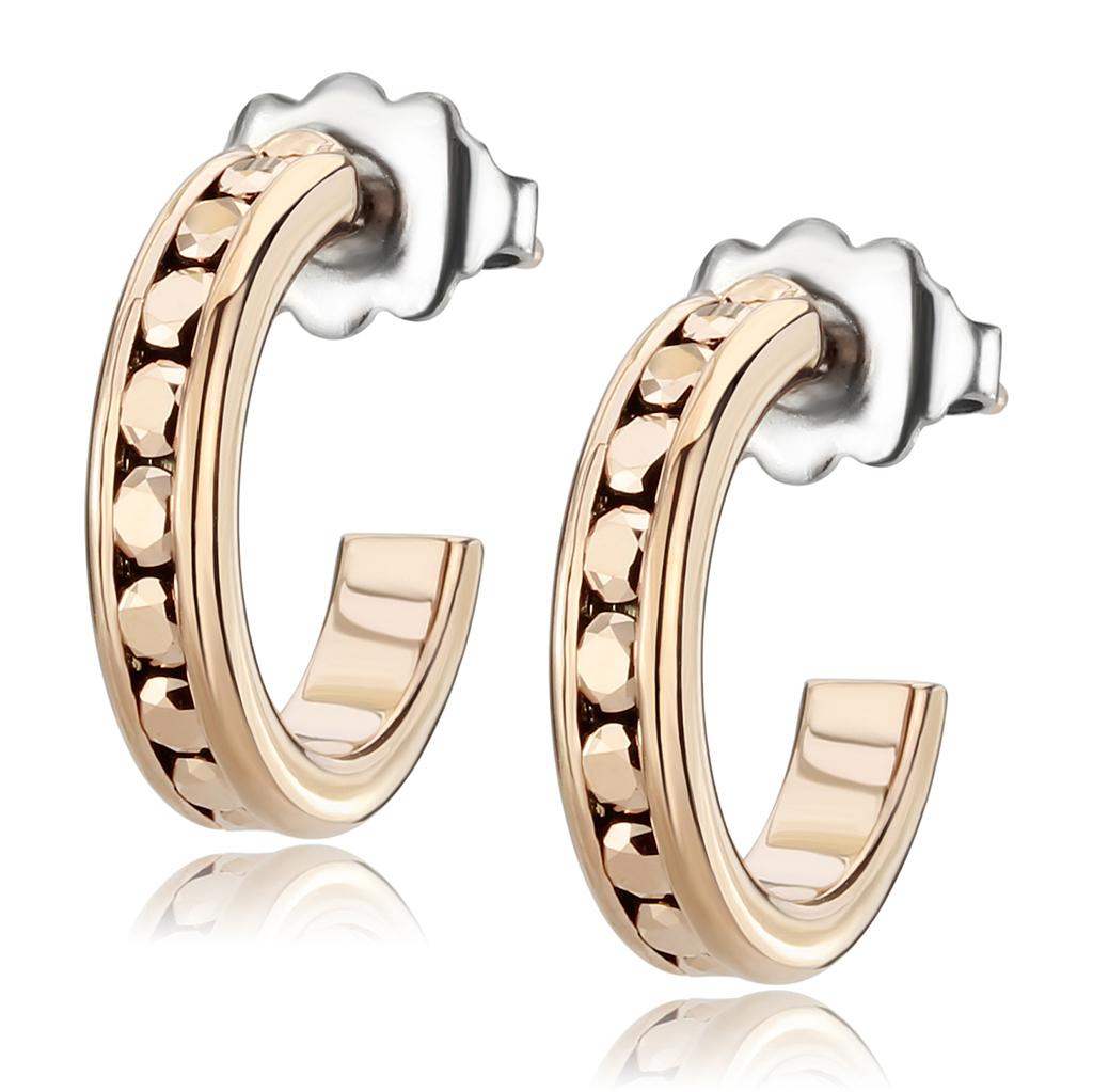 3W1142 - IP Rose Gold(Ion Plating) Brass Earrings with Top Grade Crystal in Metallic Light Gold