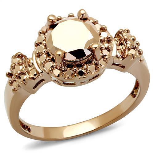 3W1193 - IP Rose Gold(Ion Plating) Brass Ring with AAA Grade CZ in Metallic Light Gold