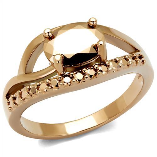 3W1198 - IP Rose Gold(Ion Plating) Brass Ring with AAA Grade CZ in Metallic Light Gold