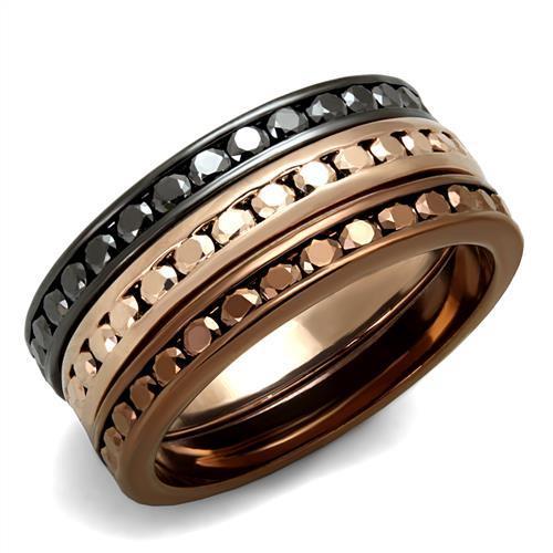 3W1208 - IP Rose Gold & IP Light Black & IP Light coffee Brass Ring with Top Grade Crystal in Multi Color