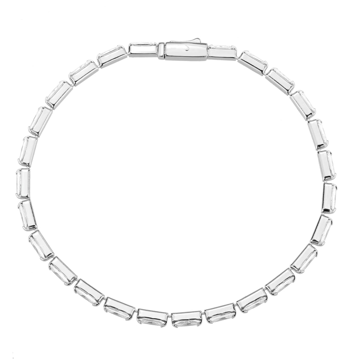 3W1715 - Rhodium Brass Bracelet with AAA Grade CZ in Clear
