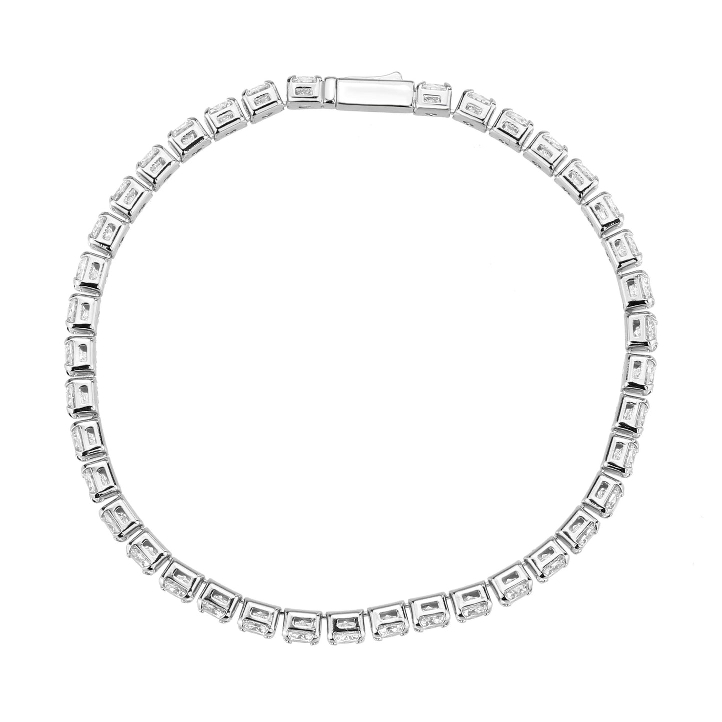3W1718 - Rhodium Brass Bracelet with AAA Grade CZ in Clear