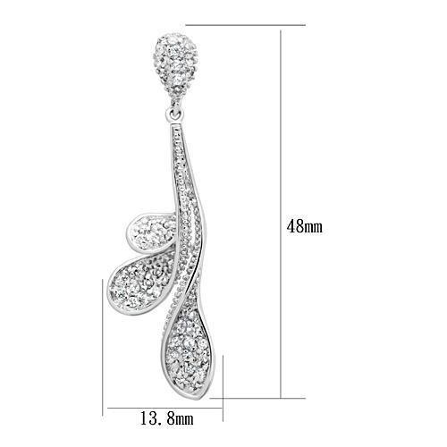 3W299 - Rhodium Brass Earrings with AAA Grade CZ in Clear