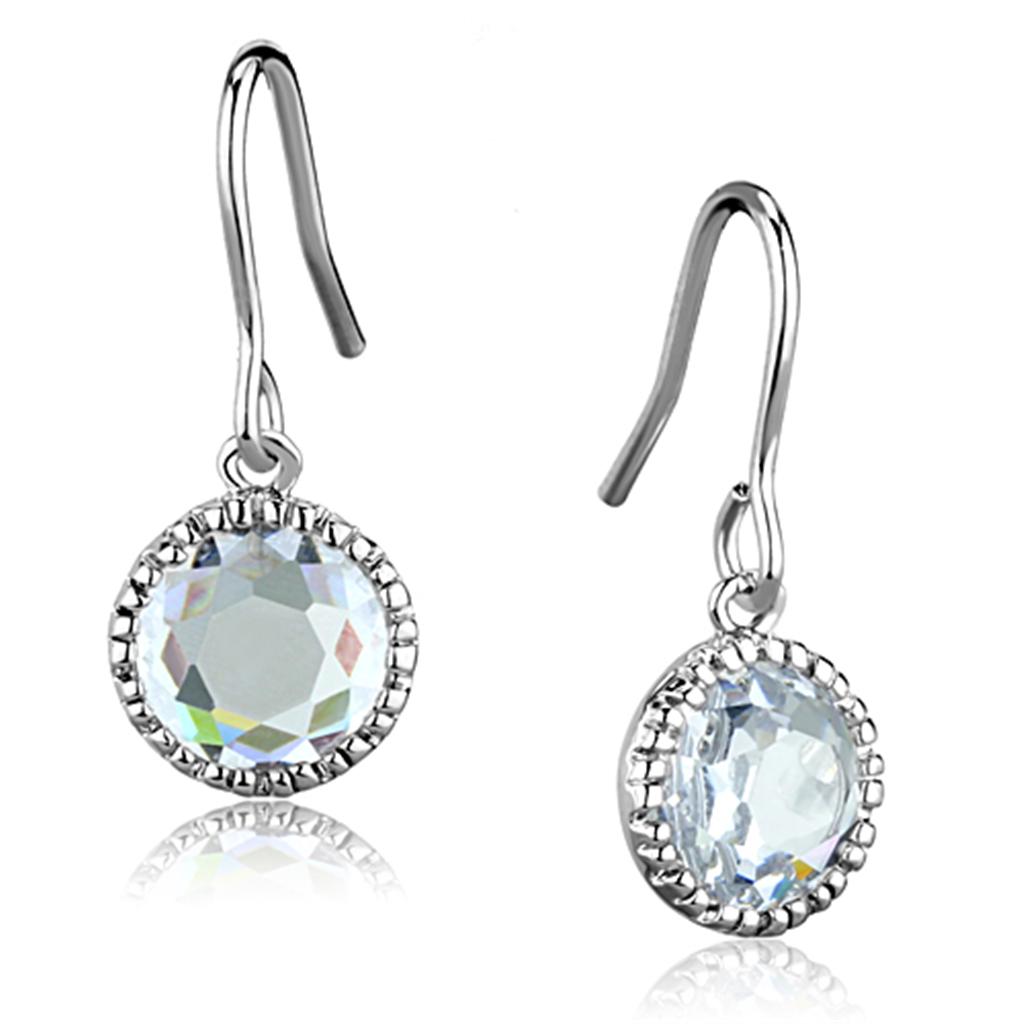 3W698 - Rhodium Brass Earrings with AAA Grade CZ in Clear
