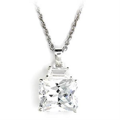 6X304 - High-Polished 925 Sterling Silver Pendant with AAA Grade CZ in Clear