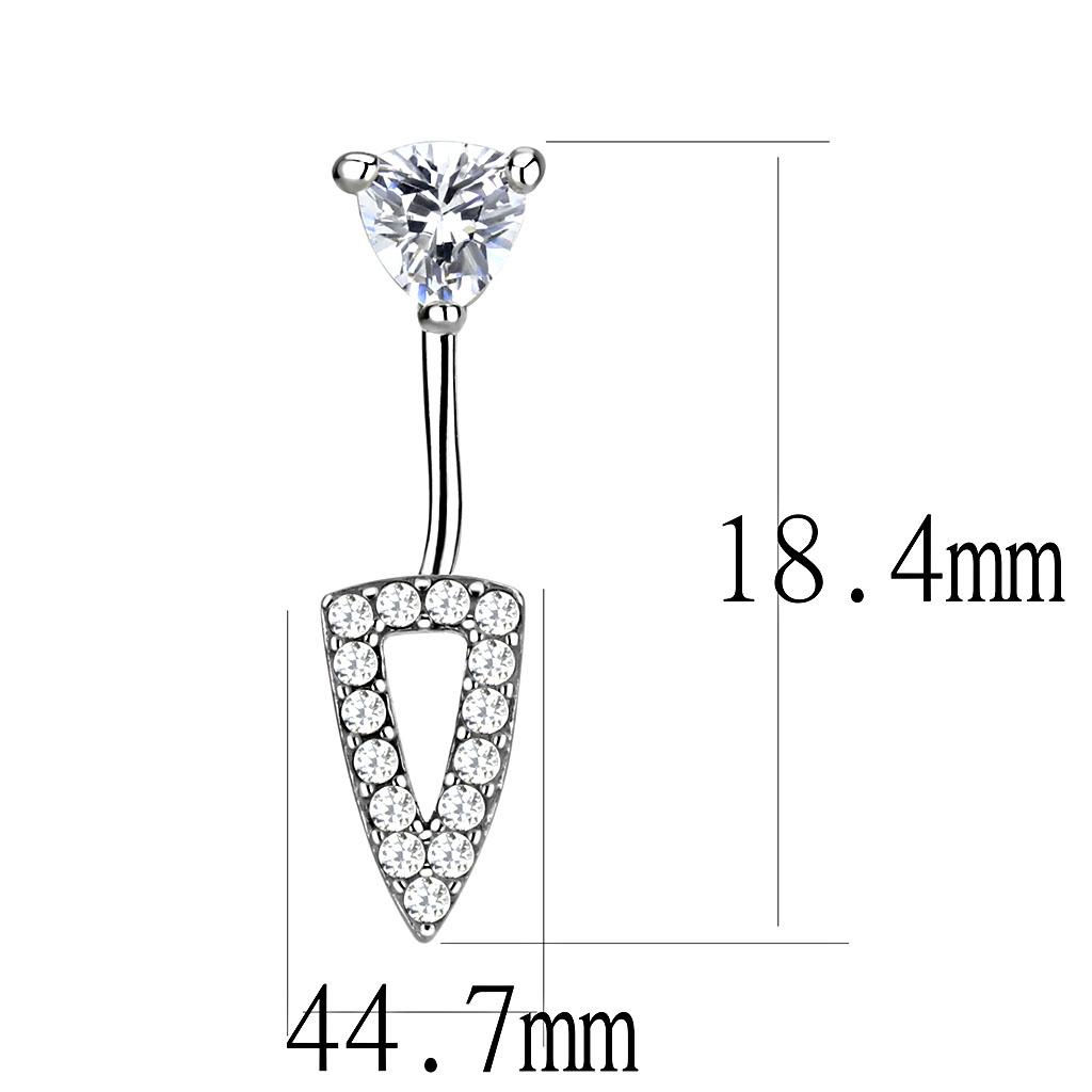 DA226 - High polished (no plating) Stainless Steel Earrings with AAA Grade CZ in Clear
