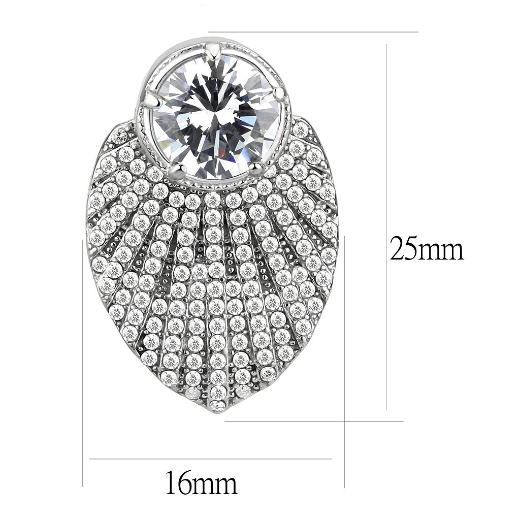 DA331 - No Plating Stainless Steel Earrings with AAA Grade CZ in Clear