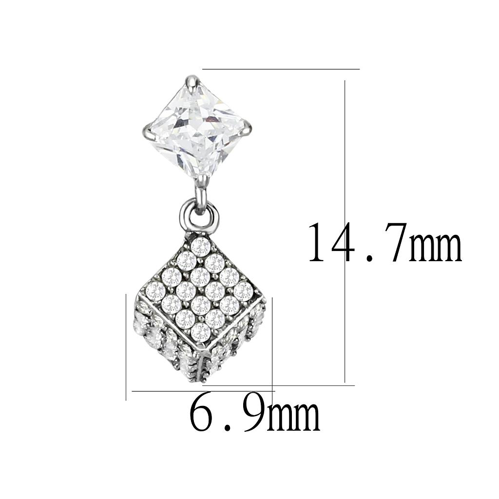 DA332 - No Plating Stainless Steel Earrings with AAA Grade CZ in Clear