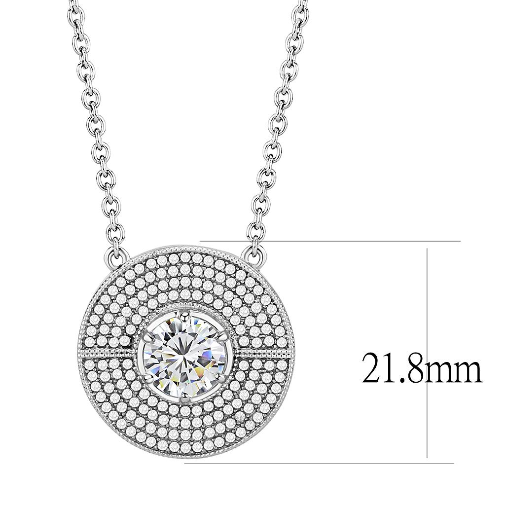 DA335 - No Plating Stainless Steel Necklace with AAA Grade CZ in Clear