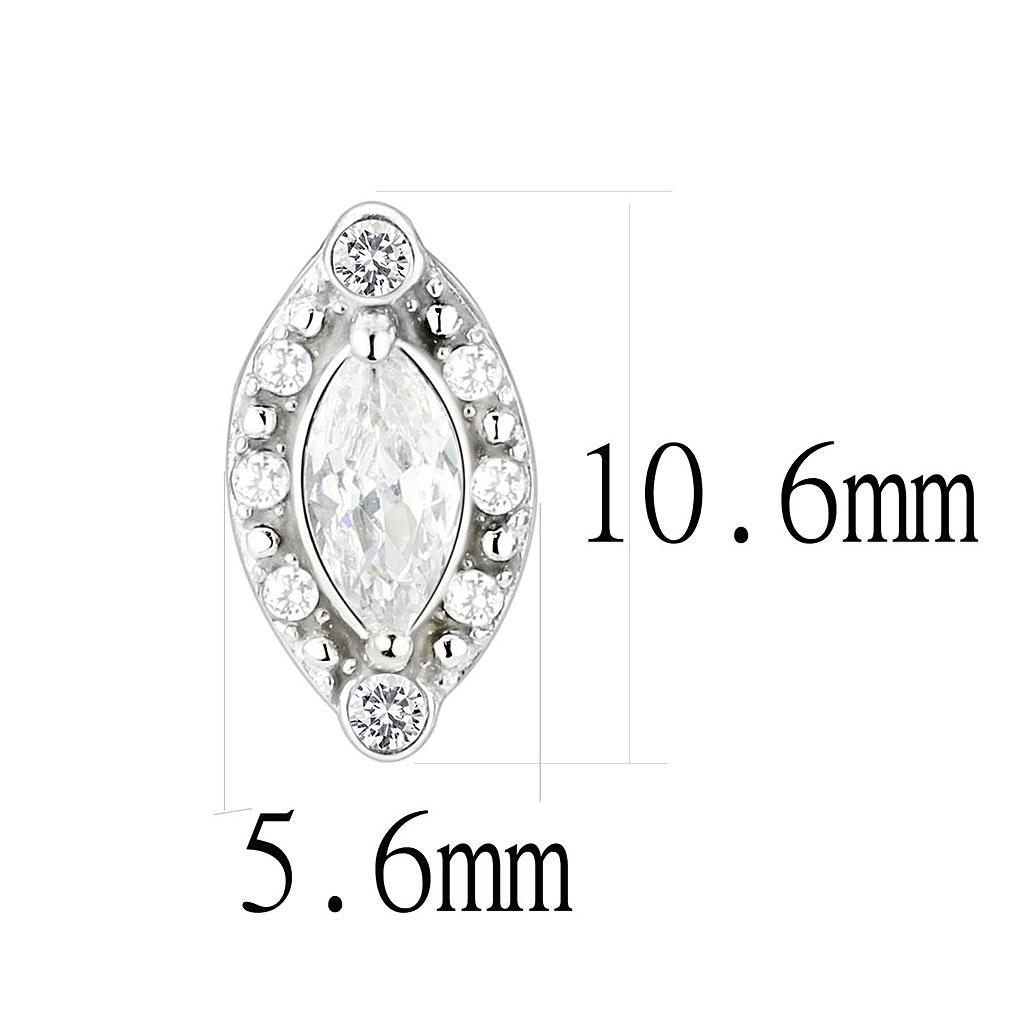 DA368 - High polished (no plating) Stainless Steel Earrings with AAA Grade CZ in Clear