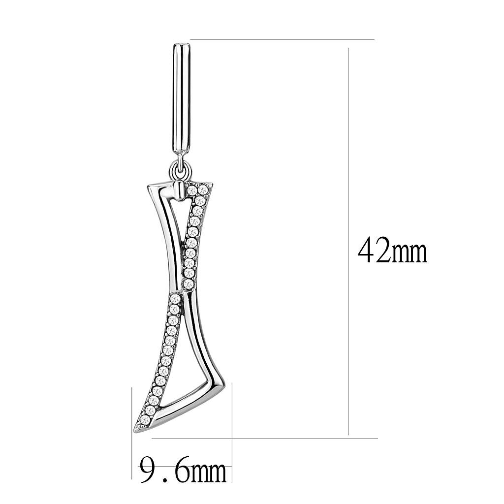 DA372 - High polished (no plating) Stainless Steel Earrings with AAA Grade CZ in Clear