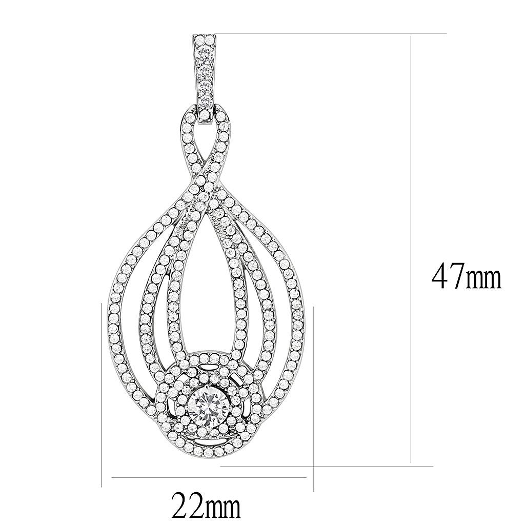 DA374 - High polished (no plating) Stainless Steel Earrings with AAA Grade CZ in Clear