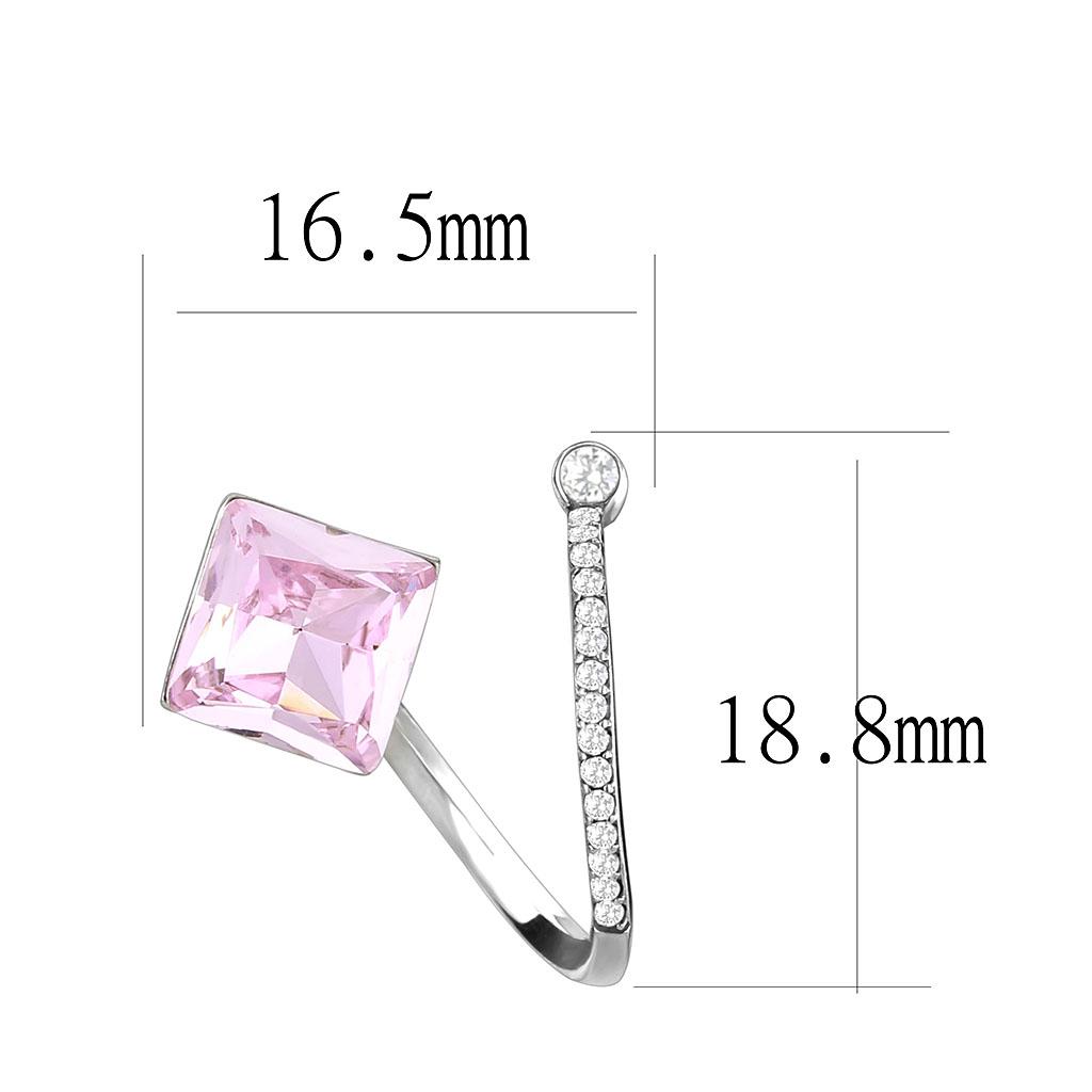 DA377 - High polished (no plating) Stainless Steel Earrings with Top Grade Crystal in Light Rose