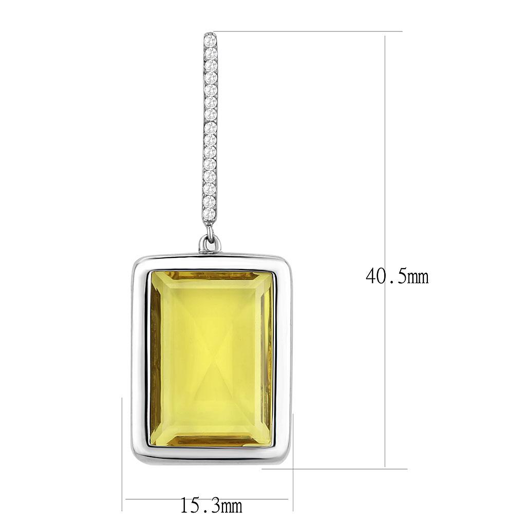 DA378 - High polished (no plating) Stainless Steel Earrings with Top Grade Crystal in Topaz