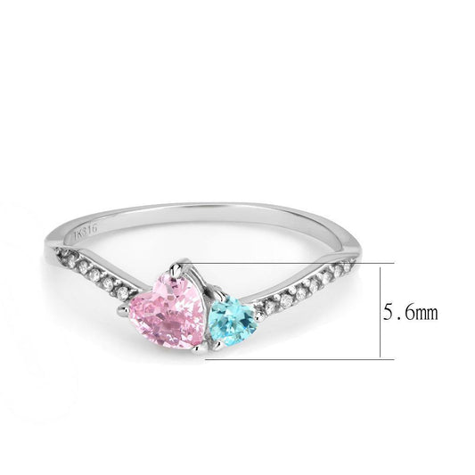 DA384Q - High polished (no plating) Stainless Steel Ring with AAA Grade CZ in Multi Color