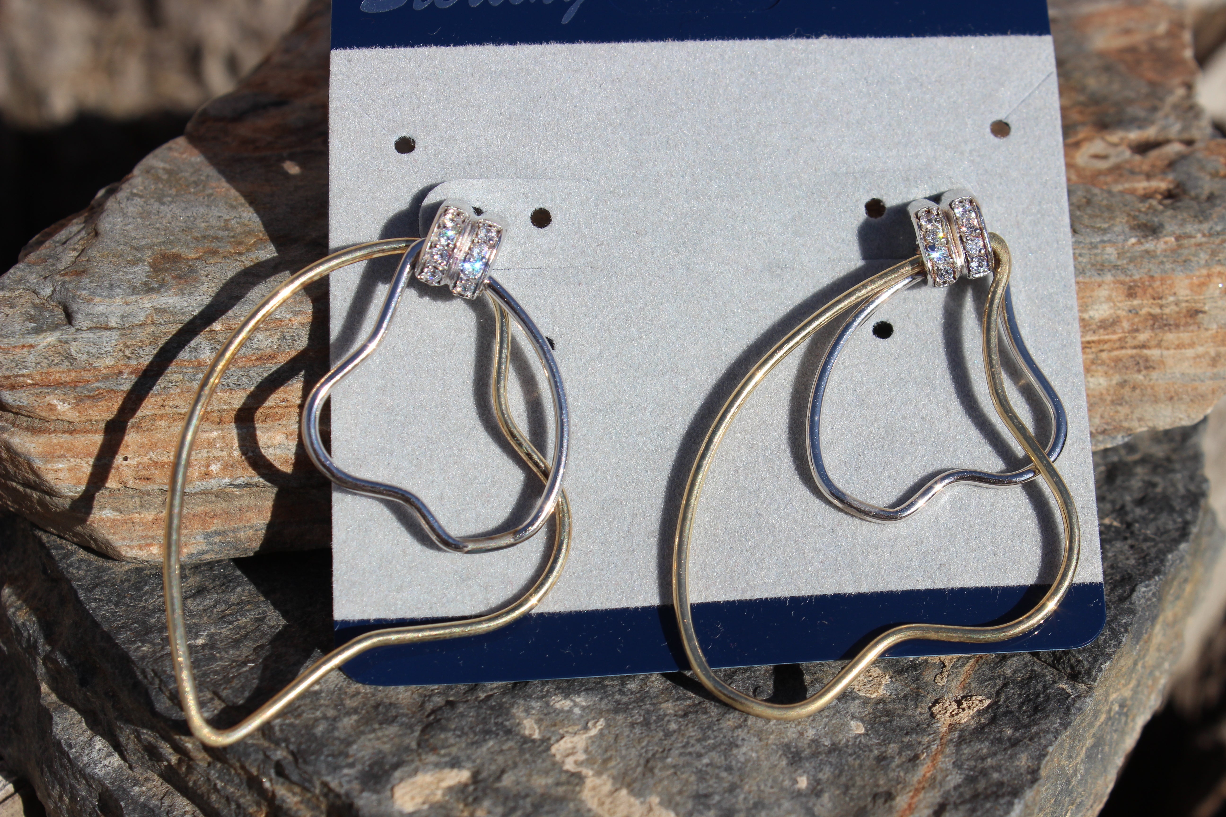 LOAS1370 - Two Tone 925 Sterling Silver Earrings with AAA Grade CZ in Clear