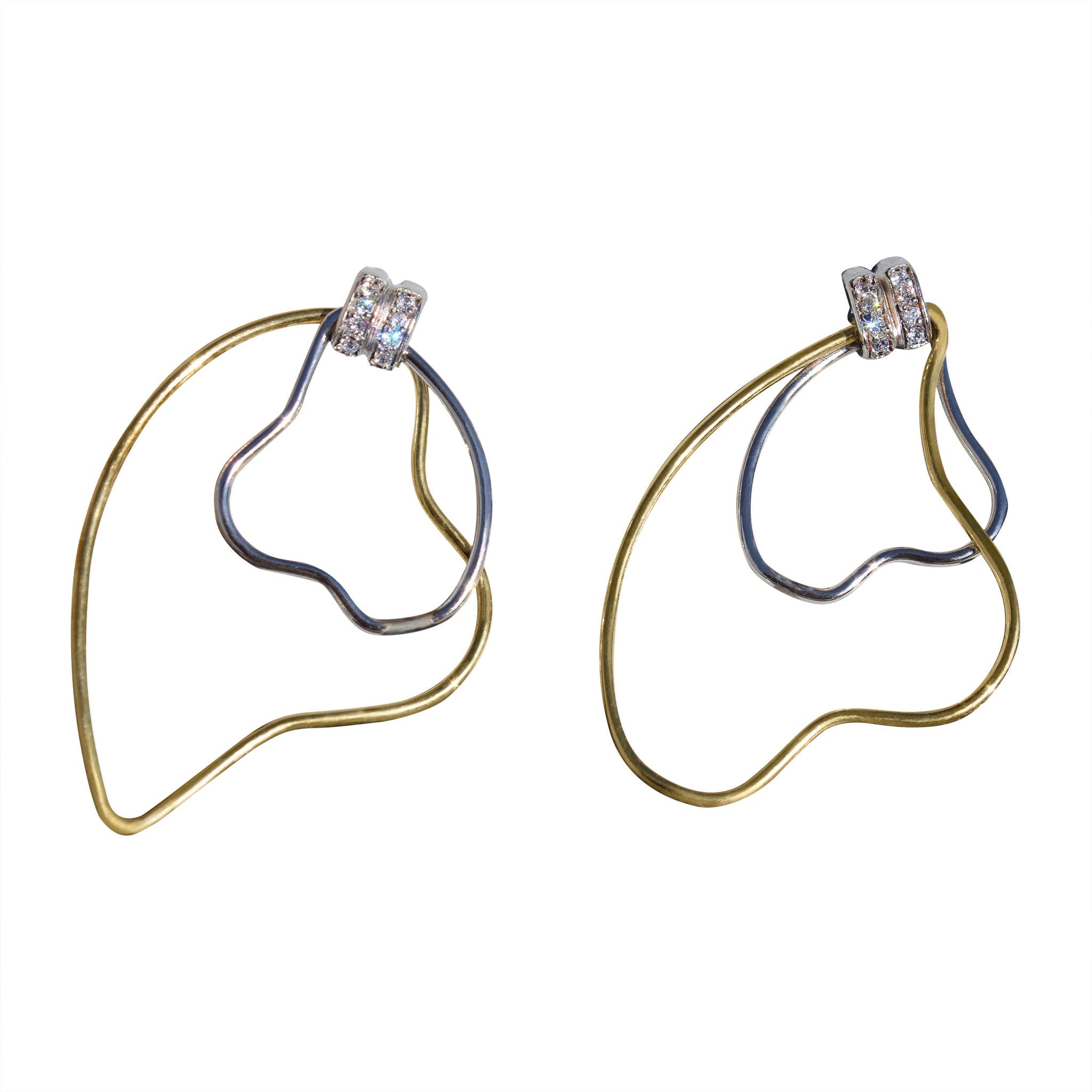 LOAS1370 - Two Tone 925 Sterling Silver Earrings with AAA Grade CZ in Clear