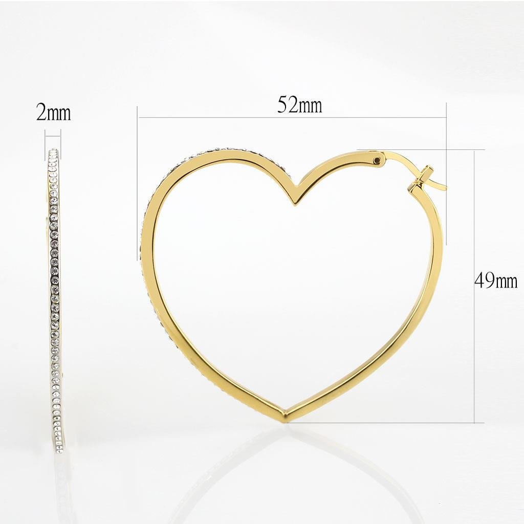 LO1258 - Gold Brass Earrings with Top Grade Crystal in Clear