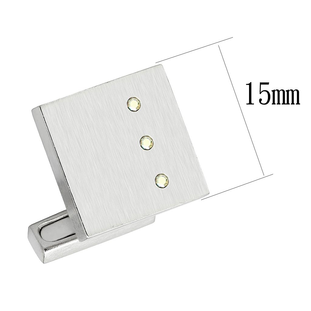 LO1381 - Rhodium Brass Cufflink with Top Grade Crystal in Aurora Borealis (Rainbow Effect)