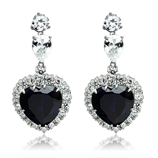 LO2327 - Rhodium Brass Jewelry Sets with AAA Grade CZ in Amethyst