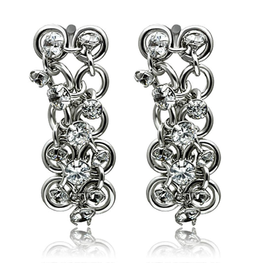 LO2344 - Rhodium Brass Jewelry Sets with AAA Grade CZ in Clear
