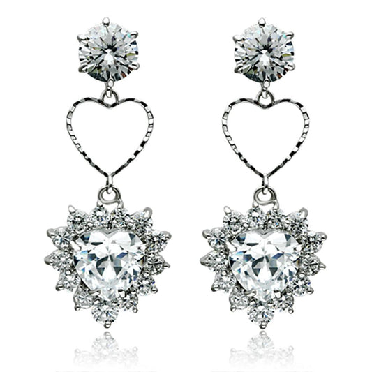 LO2357 - Rhodium Brass Jewelry Sets with AAA Grade CZ in Clear