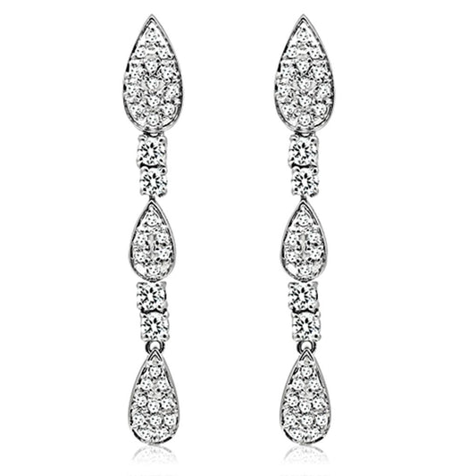 LO2428 - Rhodium Brass Jewelry Sets with AAA Grade CZ in Clear