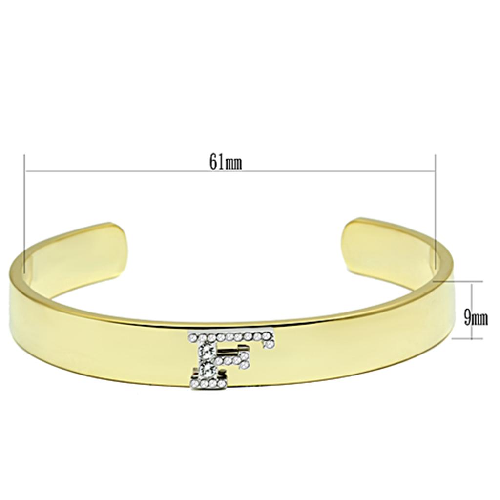 LO2575 - Gold+Rhodium White Metal Bangle with Top Grade Crystal in Clear