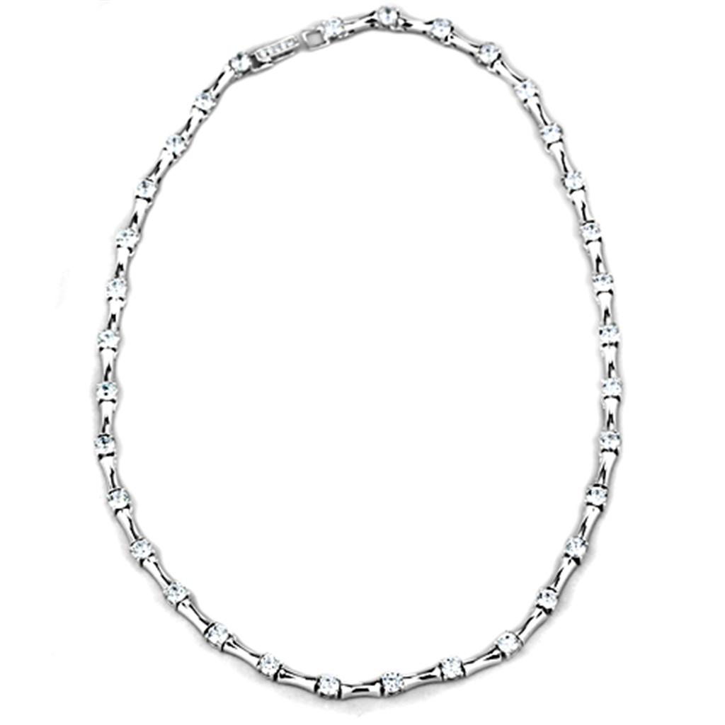 LO2709 - Rhodium Brass Necklace with AAA Grade CZ in Clear