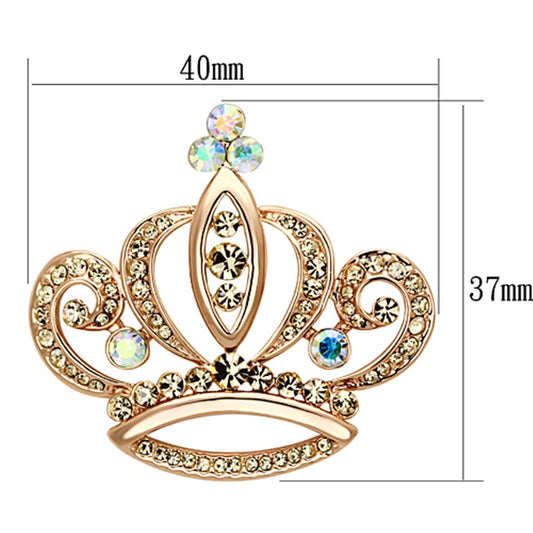 LO2871 - Flash Rose Gold White Metal Brooches with Top Grade Crystal in Multi Color