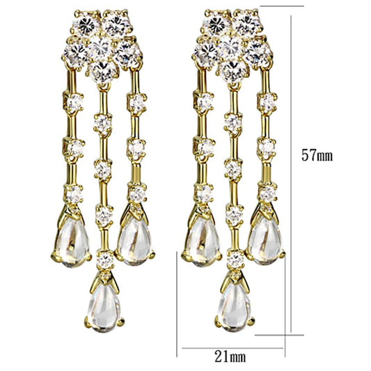 LO3077 - Gold Brass Jewelry Sets with AAA Grade CZ in Clear