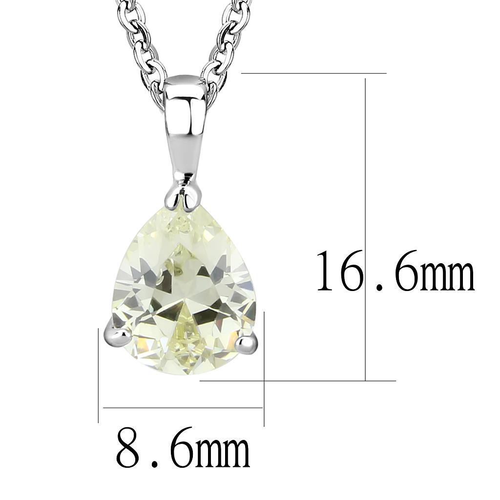 LO311 - Rhodium Brass Chain Pendant with AAA Grade CZ in Citrine Yellow