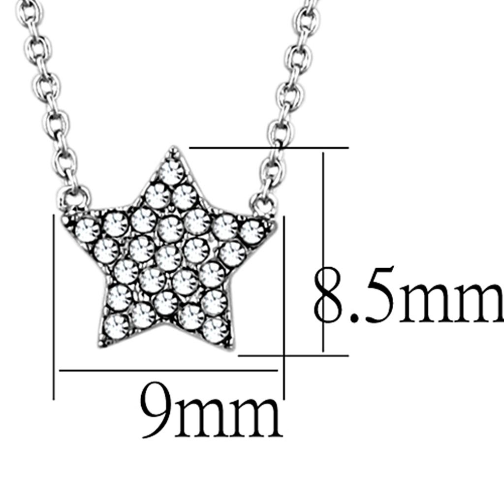 LO3225 - Rhodium Brass Necklace with Top Grade Crystal in Clear