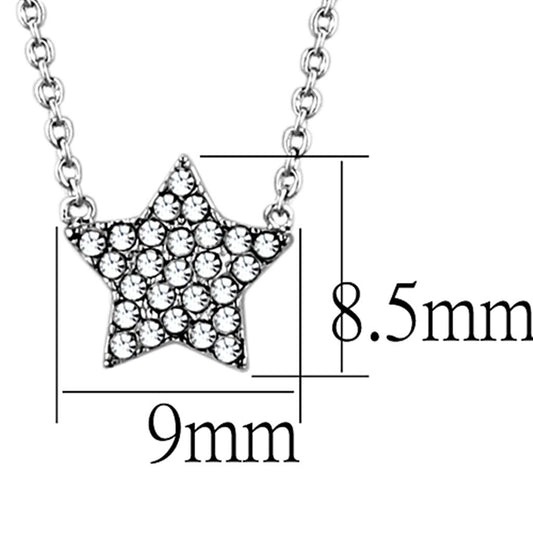 LO3225 - Rhodium Brass Necklace with Top Grade Crystal in Clear