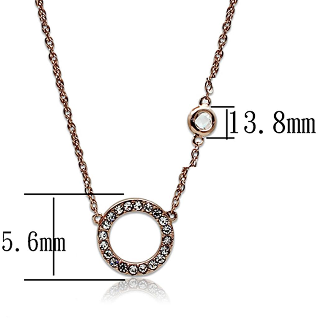 LO3846 - Rose Gold Brass Necklace with AAA Grade CZ in Clear