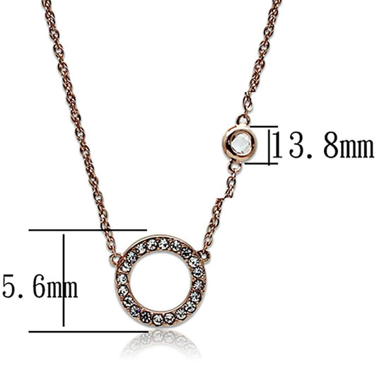 LO3846 - Rose Gold Brass Necklace with AAA Grade CZ in Clear