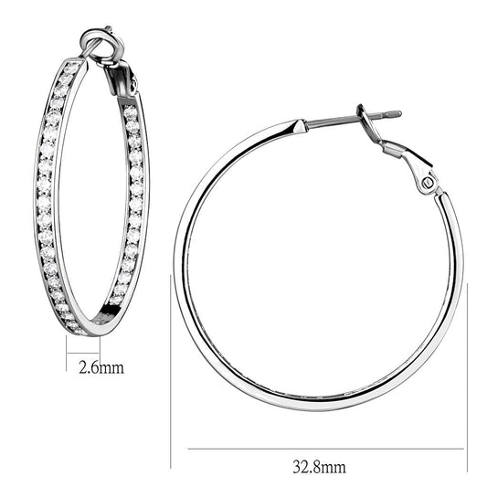 LO4119 - Rhodium Brass Earrings with AAA Grade CZ in Clear