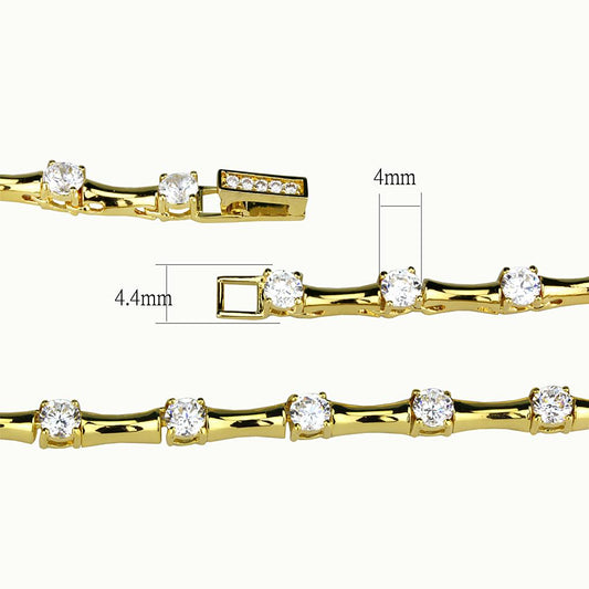 LO4123 - Gold Brass Necklace with AAA Grade CZ in Clear